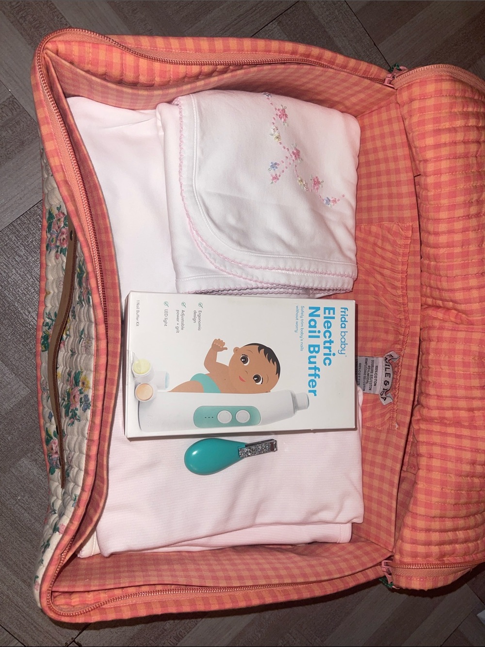Emile et Ida Pink Floral Trim Baby Blanket Set